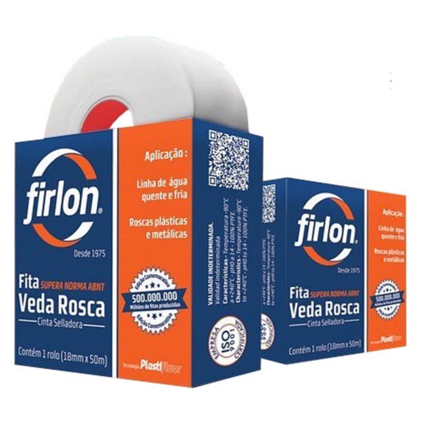 Fita Veda Rosca Teflon 12mm X 5m | Firlon | Kit 05 Un